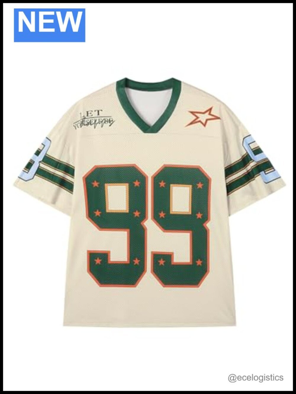 Oversized Y2K Graphic Tee V-Neck Short Sleeve Jersey Shirt